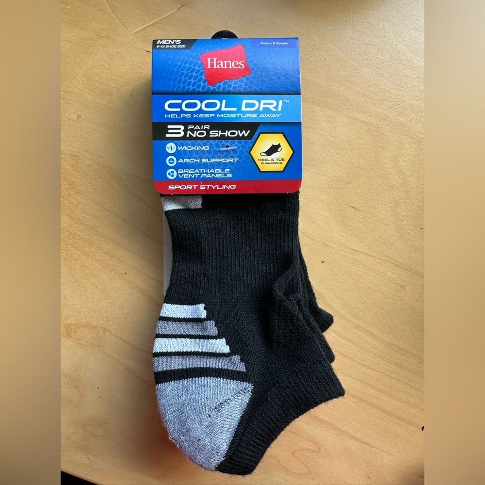🧦 Hanes Cool Dri Socks, 3 pairs, NWT